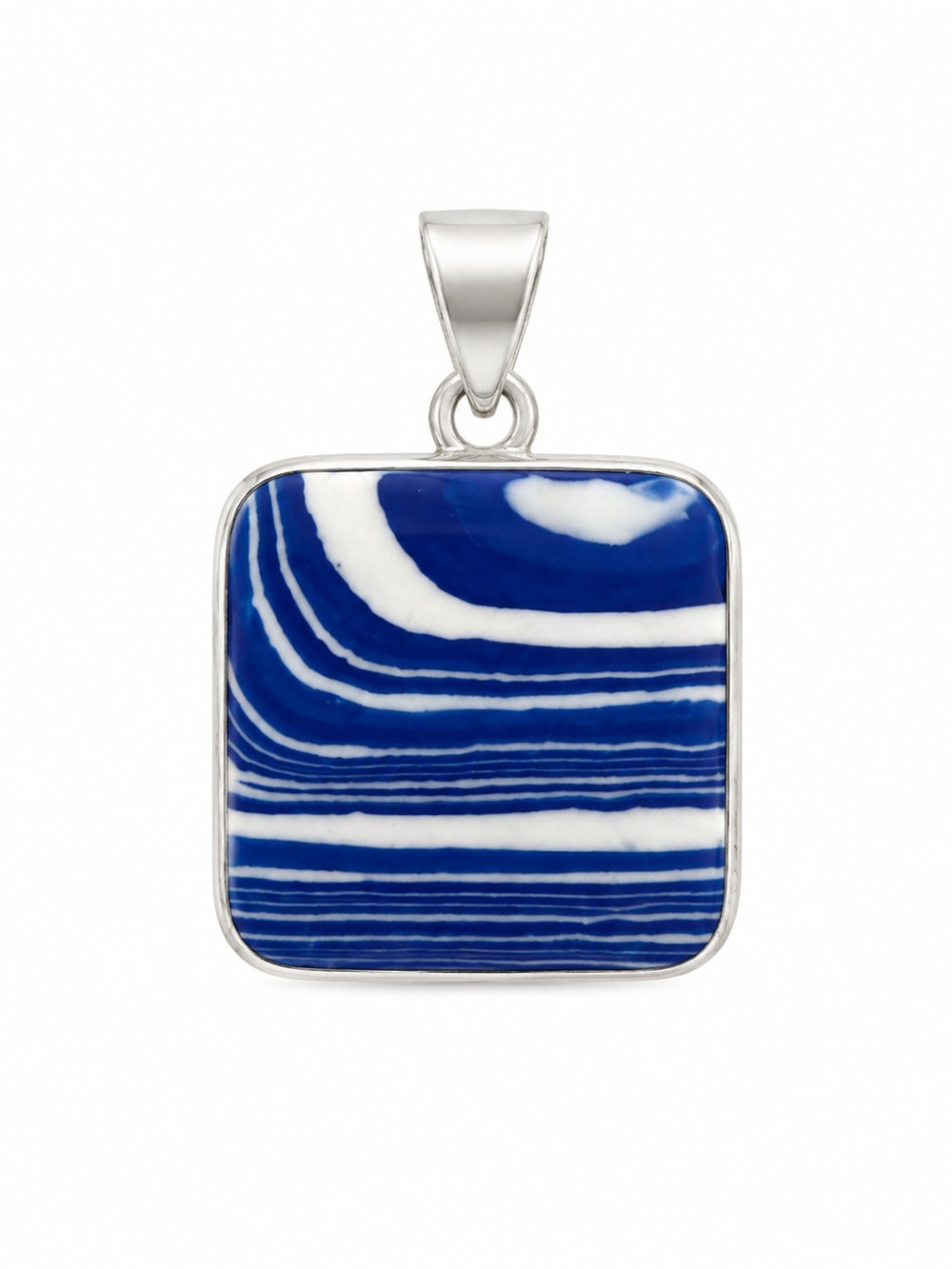 Blue and White Striped Square Pendant
